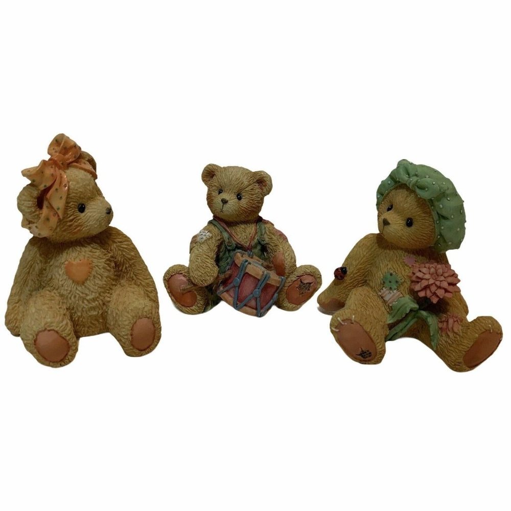Vintage Enesco Cherished Teddies 3 Figurines 90s